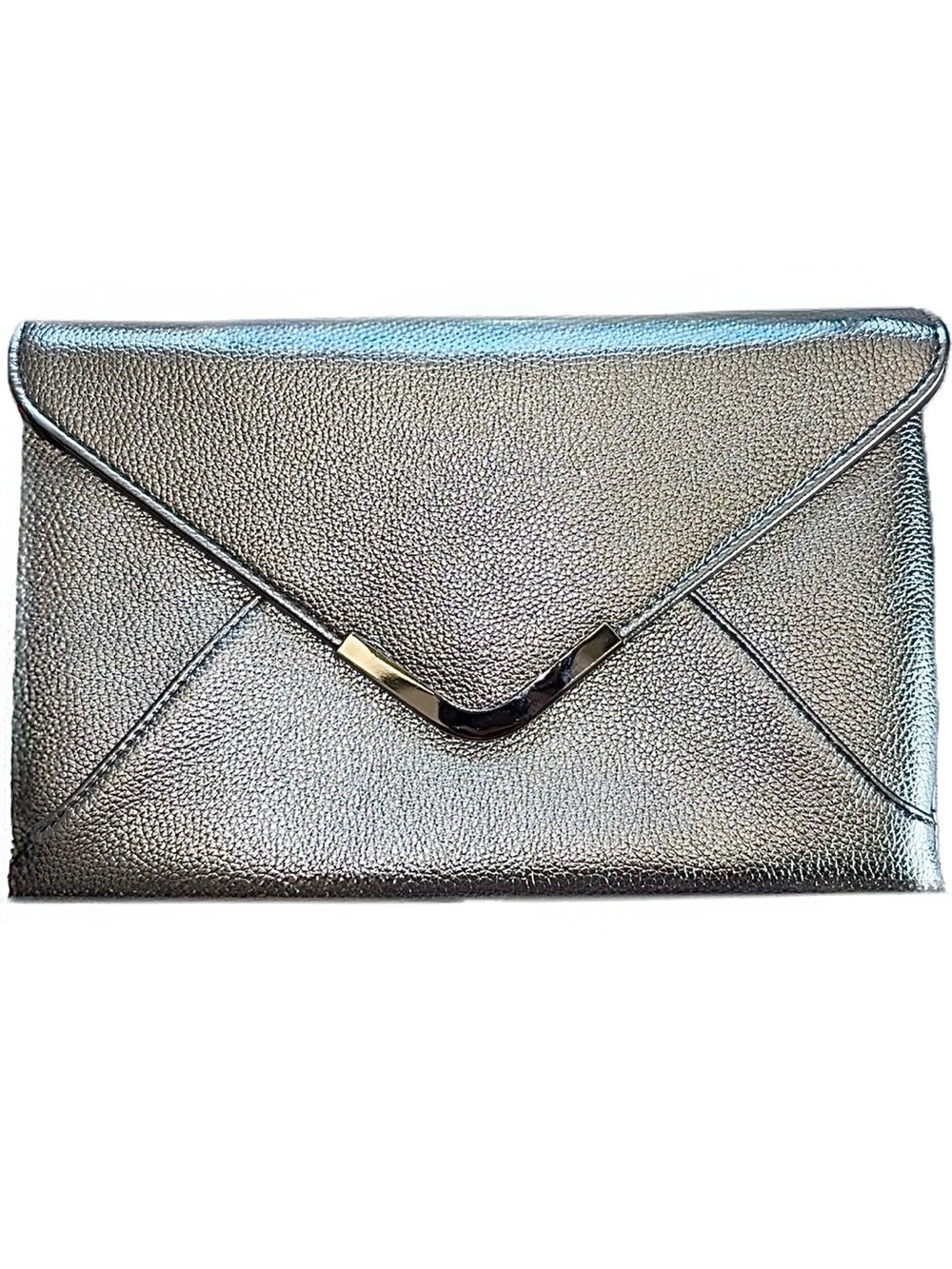 JNB Metallic Silver Envelope Clutch Bag Purse